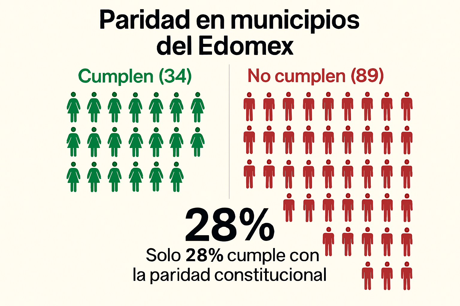 Paridad incumplida en municipios del Edomex
