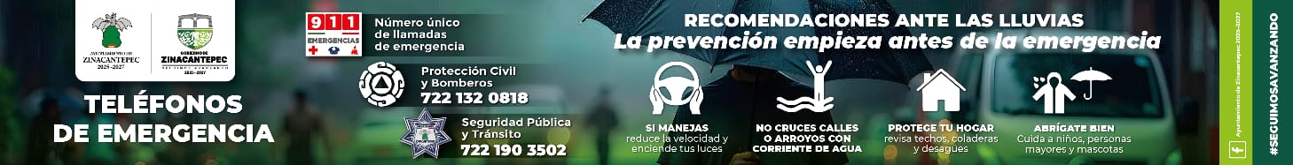 Prevención de lluvias Zinacantepec 2026